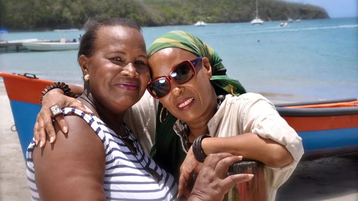 Marie Adémar et Renélyse Cimper, lors du tournage de Ziétaj' Ziétaj' avec Marie ADÉMAR