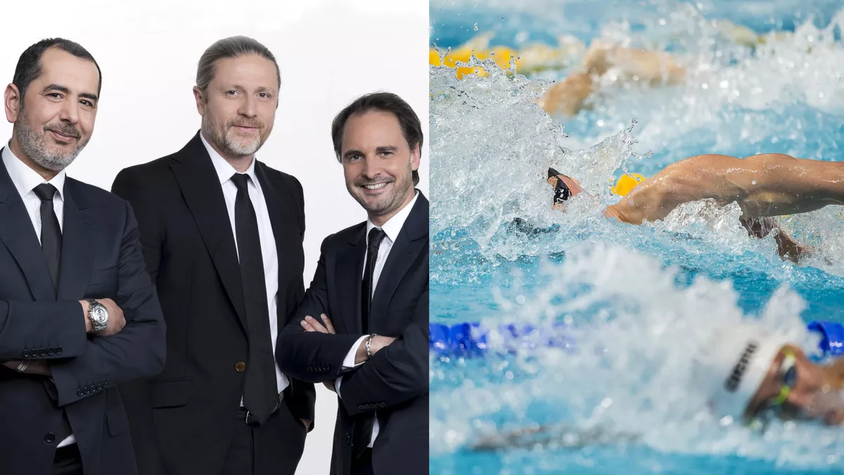 Finale de coupe de France foot / Championnats d'Europe de natation L'équipe qui va commenter le foot. La natation