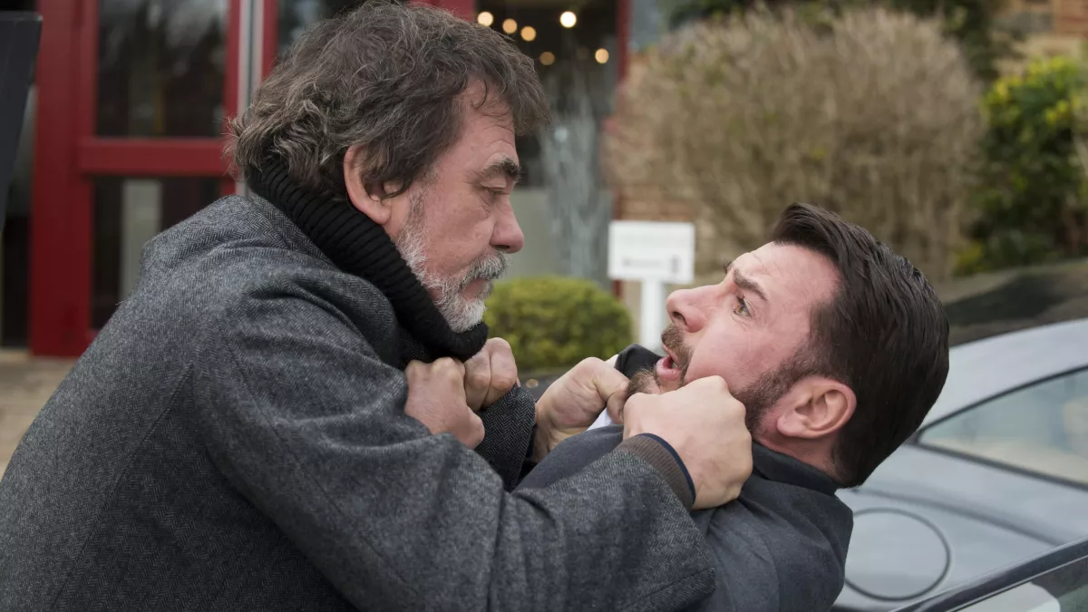 © FTV / Bernard Barbereau Olivier Marchal et Michaël Youn, dans Mon frère bien-aimé