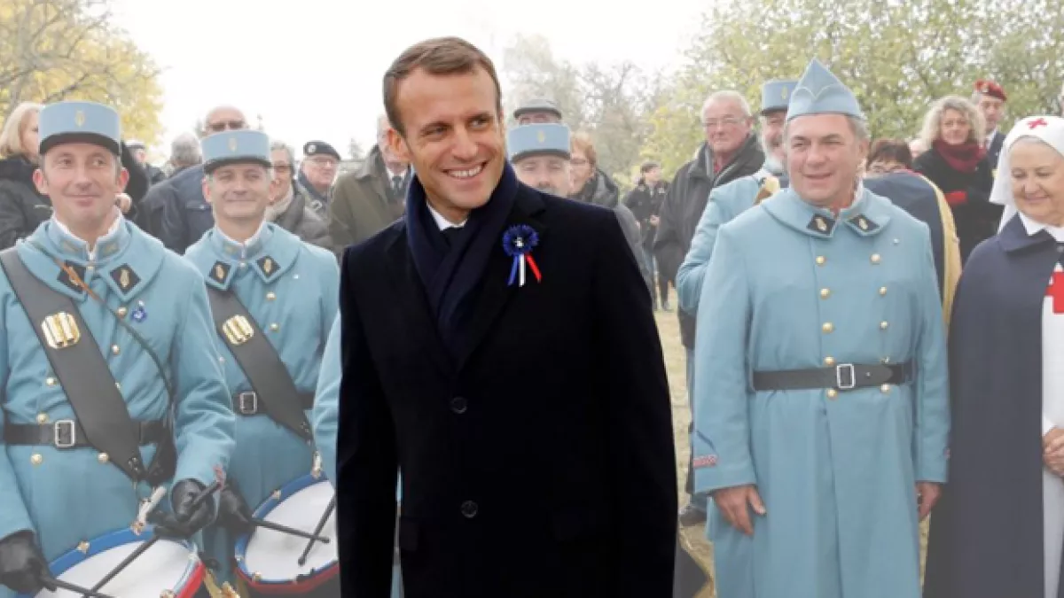 Emmanuel Macron lors de son itinérance mémorielle Emmanuel Macron lors de son itinérance mémorielle