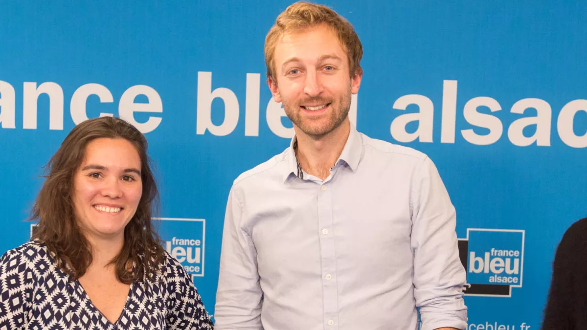 Aude Raso, journaliste ; Hubert Desmarest, animateur et Aurélie Locquet, journaliste à France Bleu Alsace Equipe de France Bleu Alsace Matin