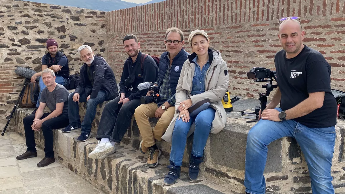 Sophie Jovillard et l'équipe de tournage