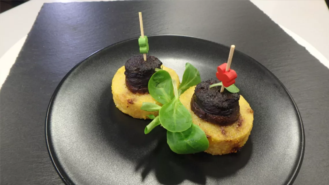 Bouchée apéritive Polenta & boudin noir