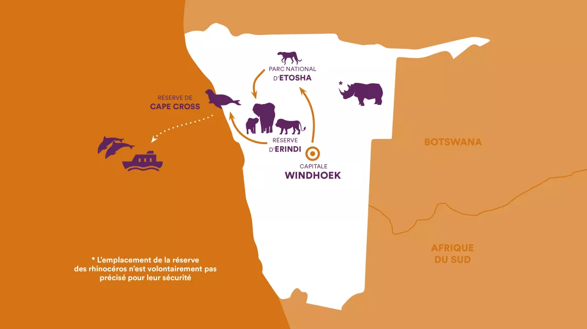 Carte de la Namibie Carte de la Namibie