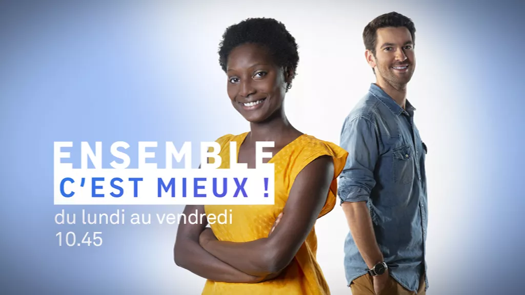 N'Fanteh Minteh et Evan Adelinet © Emmanuelle Margarita N'Fanteh Minteh et Evan Adelinet, présentateurs d'Ensemble c'est mieux !
