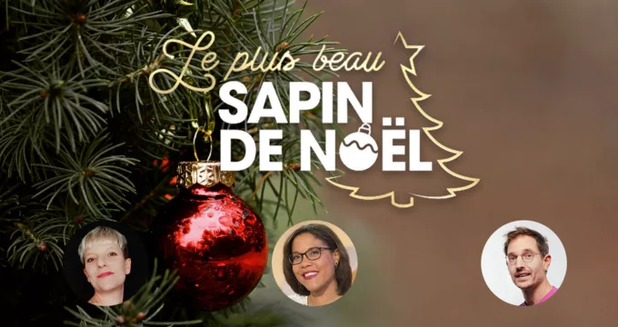 Le plus beau sapin de Noël - crédit Eden Prod Un sapin de Noël avec en photos Alexis Le Rossignol, Karine Baste et Caroline Boeglin